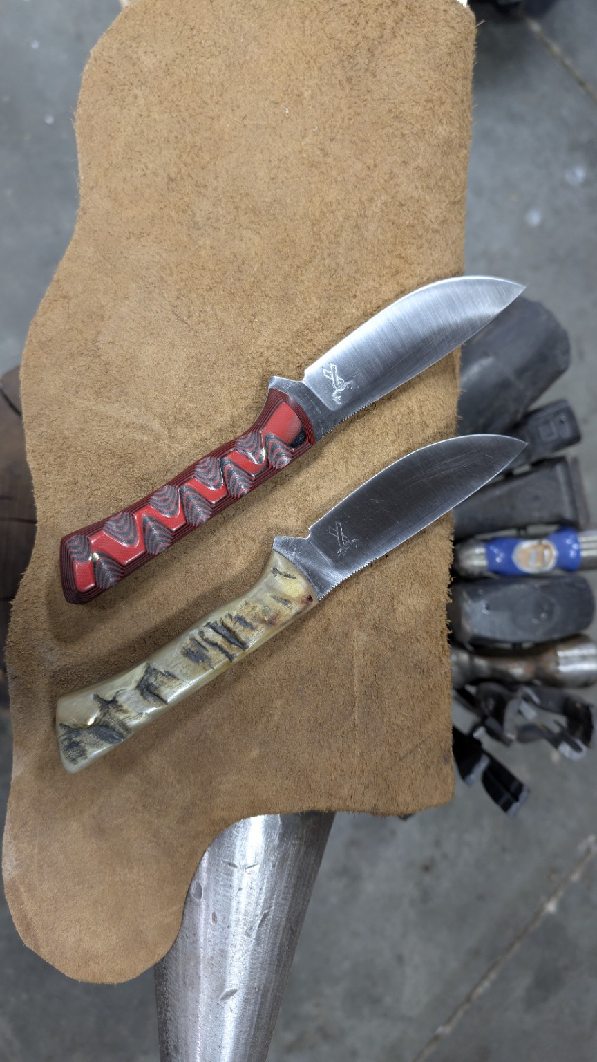 Two handmade Ghost Antler Forge knives